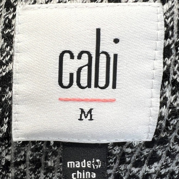 Cabi Topper Jacket M Open Front Tiered Knit Gray Black Office Casual Classic
